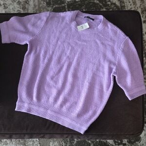 BRAND NEW Ann Taylor Lilac Textured Knit Short Sleeve Sweater - Size Medium